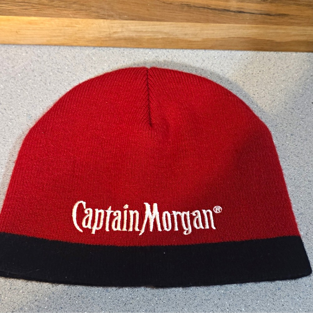 Captain Morgan Red/Black Acrylic Beanie Hat One Size Distillery Theme